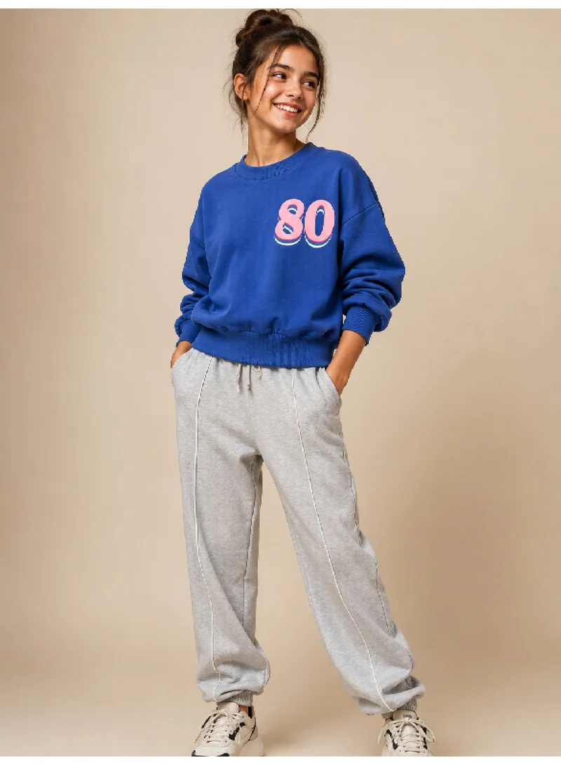 No Way Monday Girls “80 / Amour” Graphic Long Sleeve Loose Fit Sweatshirt