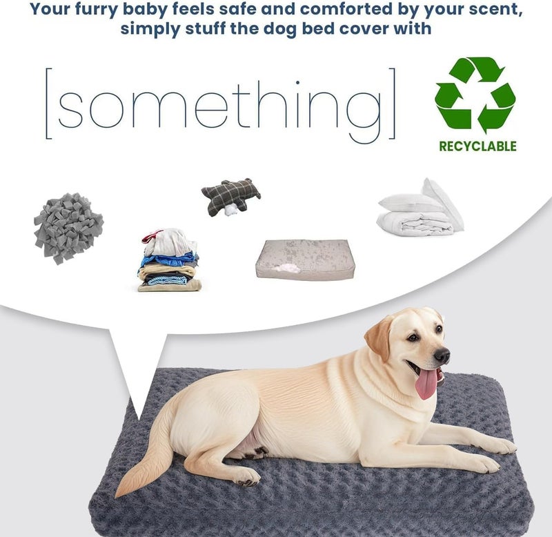 BLVOTKRO Faux Fur Dog Bed Covers â€“ Ultra Soft Rose Velvet, Removable & Washable, Cozy & Durable,Large Pet Bed Cover Only (No Filling) â€“ Gray, (Rose Velvet Dark Gray, 36" L x 24" W x 4" Th) - Image 3