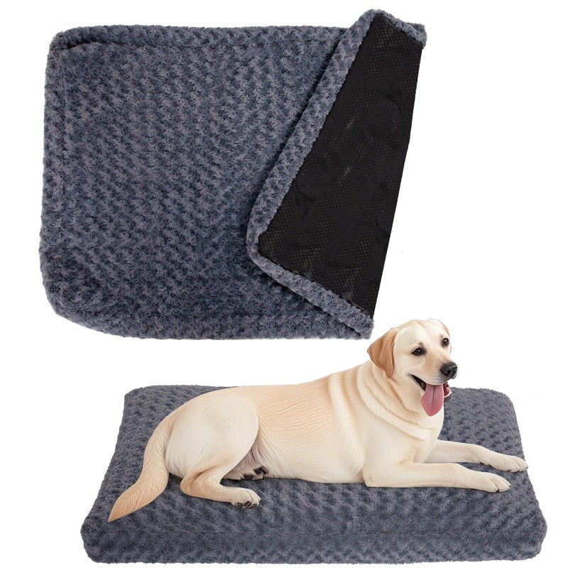 BLVOTKRO Faux Fur Dog Bed Covers â€“ Ultra Soft Rose Velvet, Removable & Washable, Cozy & Durable,Large Pet Bed Cover Only (No Filling) â€“ Gray, (Rose Velvet Dark Gray, 36" L x 24" W x 4" Th) - Image 1