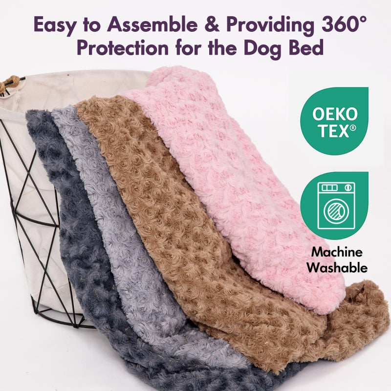 BLVOTKRO Faux Fur Dog Bed Covers â€“ Ultra Soft Rose Velvet, Removable & Washable, Cozy & Durable,Large Pet Bed Cover Only (No Filling) â€“ Gray, (Rose Velvet Dark Gray, 36" L x 24" W x 4" Th) - Image 5