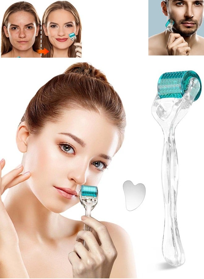 VibeHome Derma Roller Microneedling Roller with 540 Needles and Gua Sha Facial Tool- Microneedles, Derma Roller 0.5 mm for Face and Body, Effective Against Wrinkles,Large Pores,Stretch Marks, Hair Loss, Scars - Image 1