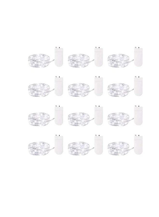 Generic 12 Pack Led Fairy Lights Battery Operated String Lights Waterproof Silver Wire 7 Feet 20 Led Firefly Starry Moon Lights for DIY Wedding Party Bedroom Patio  - Image 1