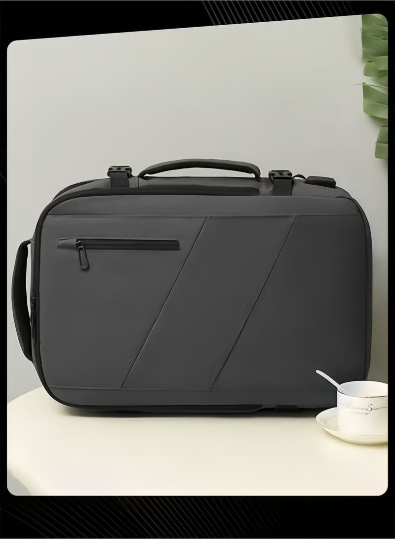 حقيبة رمادية للكمبيوتر المحمول مع منفذ USB ومقاومة للماء تناسب الجامعة والعمل - Image 2