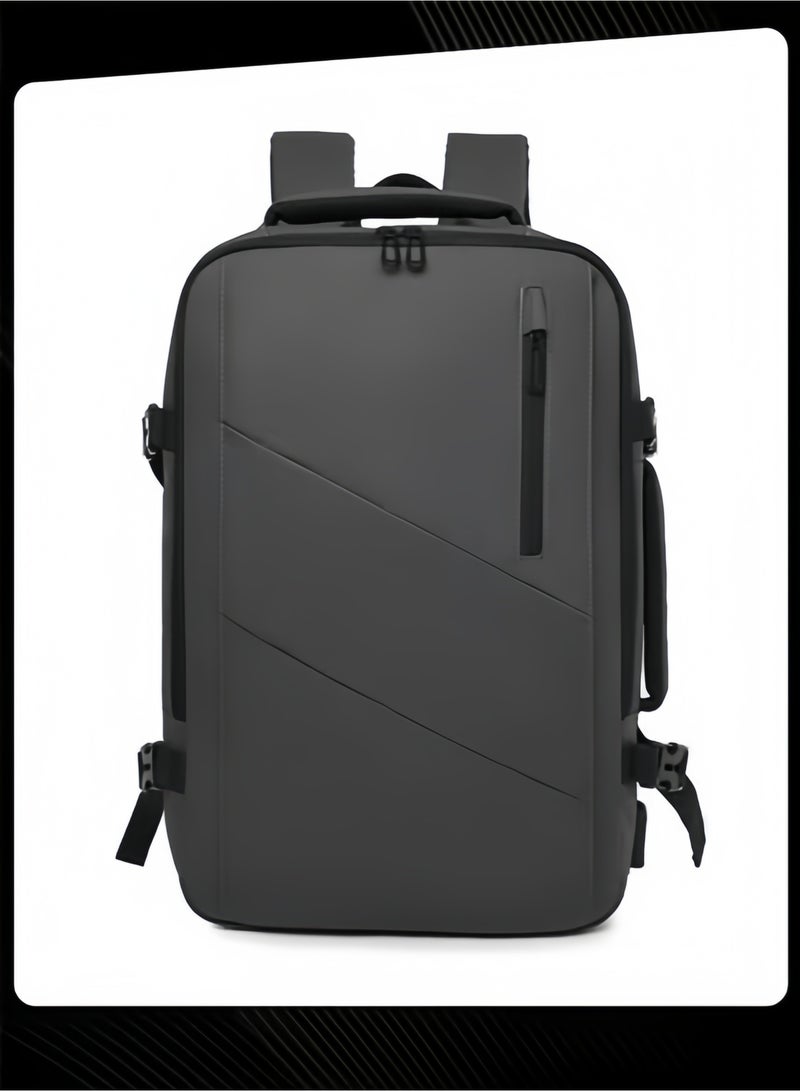 حقيبة رمادية للكمبيوتر المحمول مع منفذ USB ومقاومة للماء تناسب الجامعة والعمل - Image 3