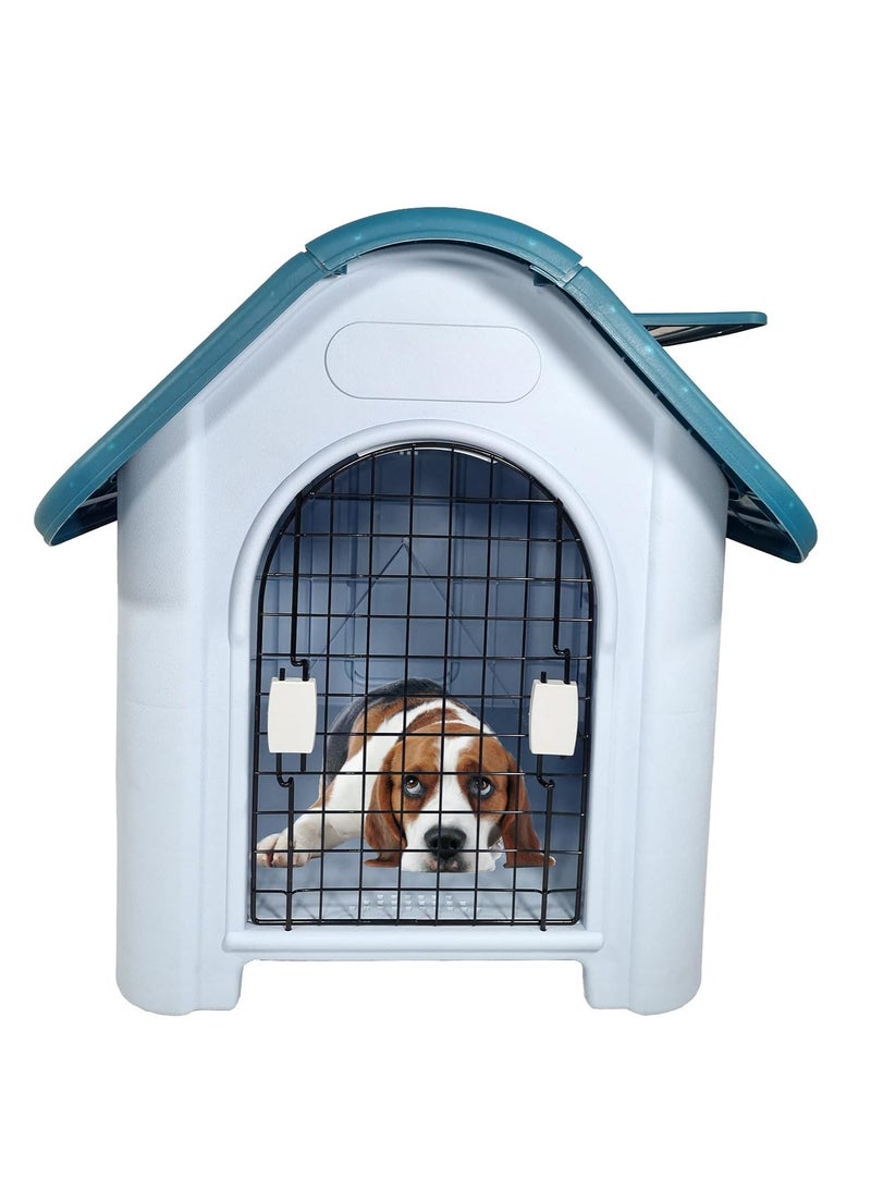 أن ان سي بيتس بيت بلاستيكي للكلاب، مأوى واسع ومتين للكلاب مع باب قابل للقفل، وفتحات تهوية، ونافذة قابلة للرفع، مثالي للكلاب الصغيرة والمتوسطة الحجم، سهل التجميع 75 سم (أخضر) - Image 1
