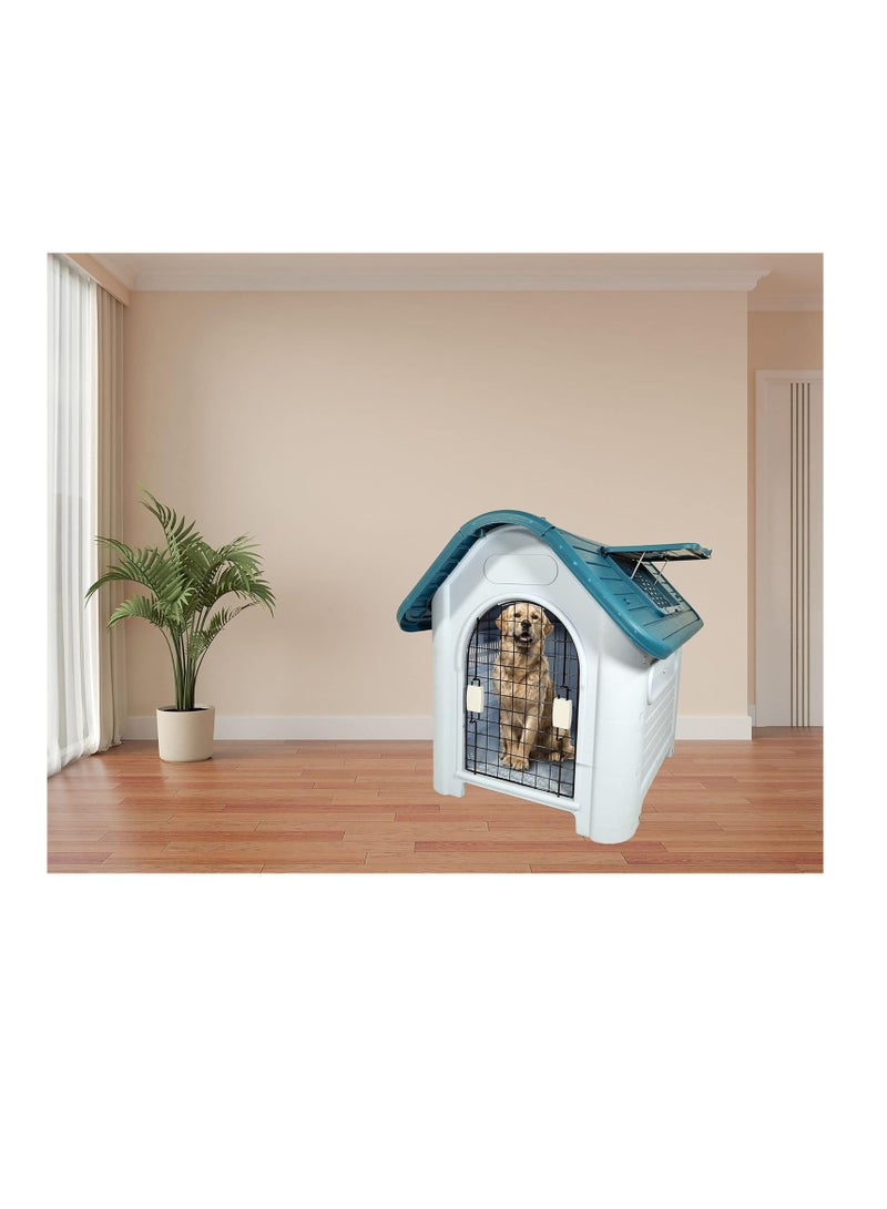 أن ان سي بيتس بيت بلاستيكي للكلاب، مأوى واسع ومتين للكلاب مع باب قابل للقفل، وفتحات تهوية، ونافذة قابلة للرفع، مثالي للكلاب الصغيرة والمتوسطة الحجم، سهل التجميع 75 سم (أخضر) - Image 5