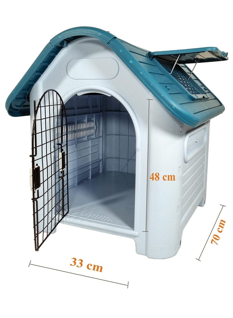 أن ان سي بيتس بيت بلاستيكي للكلاب، مأوى واسع ومتين للكلاب مع باب قابل للقفل، وفتحات تهوية، ونافذة قابلة للرفع، مثالي للكلاب الصغيرة والمتوسطة الحجم، سهل التجميع 75 سم (أخضر) - Image 4