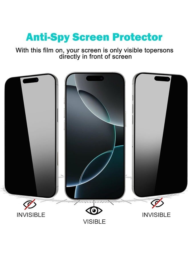ELTRAZONE [3+3 Pack] Privacy Screen Protector for iPhone 16 Pro with Camera Lens Protector | Full Coverage Anti-Spy Tempered Glass Film | 9H Hardness | Enhanced Edge Protection | Easy Installation | Bubble Free [6.3 Inch] - Image 4