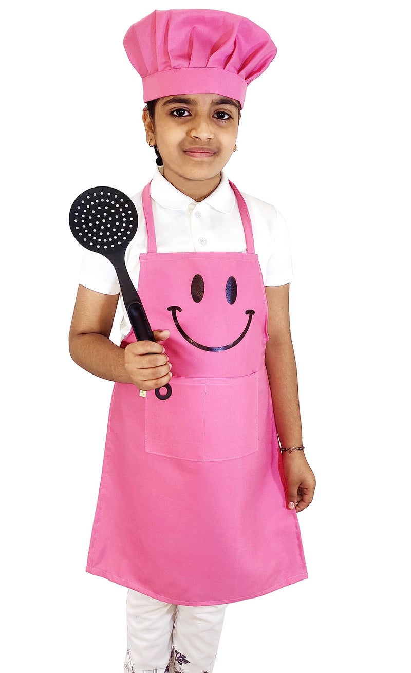 Switchon Polyester Waterproof Adjustable Kids Multi purpose Cooking Apron with a chef cap School Apron - for 6 years to 12 years Proudly made in india (PINK) - Image 5
