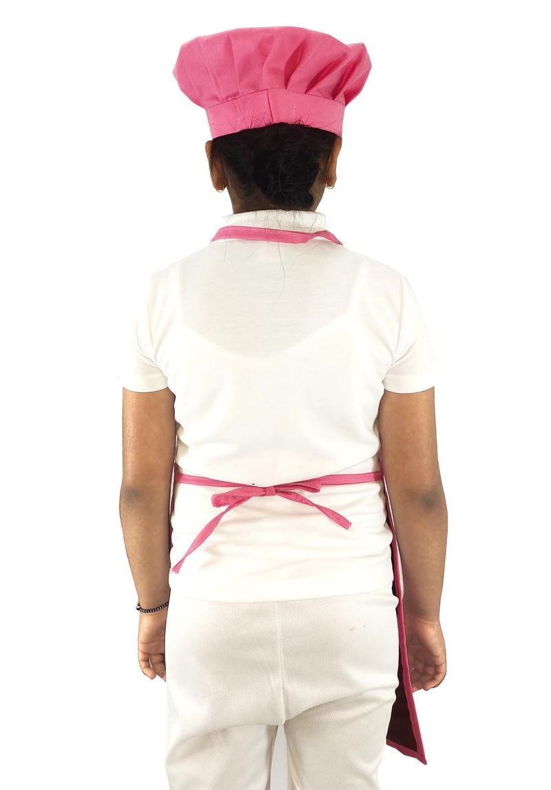 Switchon Polyester Waterproof Adjustable Kids Multi purpose Cooking Apron with a chef cap School Apron - for 6 years to 12 years Proudly made in india (PINK) - Image 2