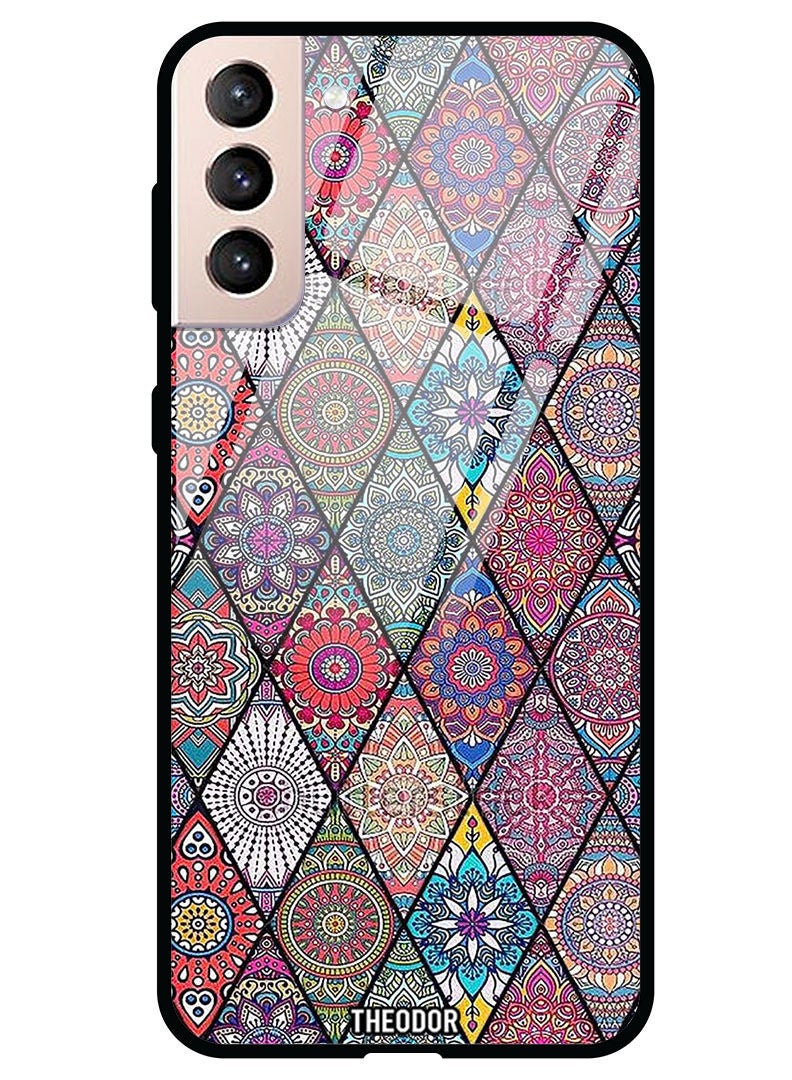 Theodor Protective Tempered Glass Case Cover Samsung Galaxy S21  Mandala art - Image 1