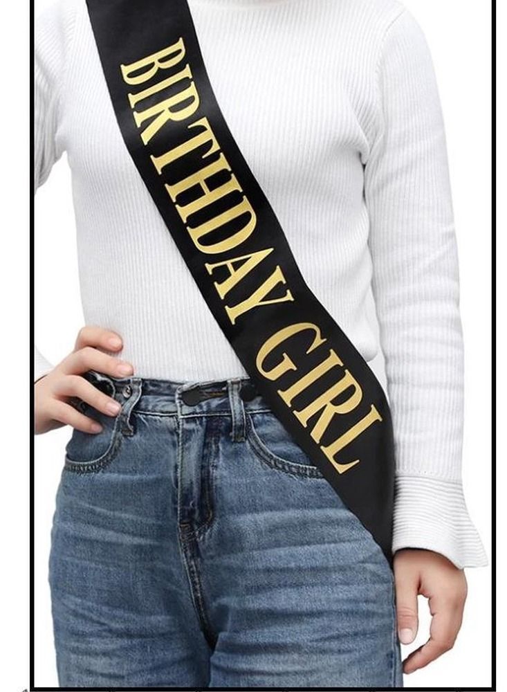 CATANES Birthday Girl Sash Party Decorations Party Favors Accessories Black - Image 1