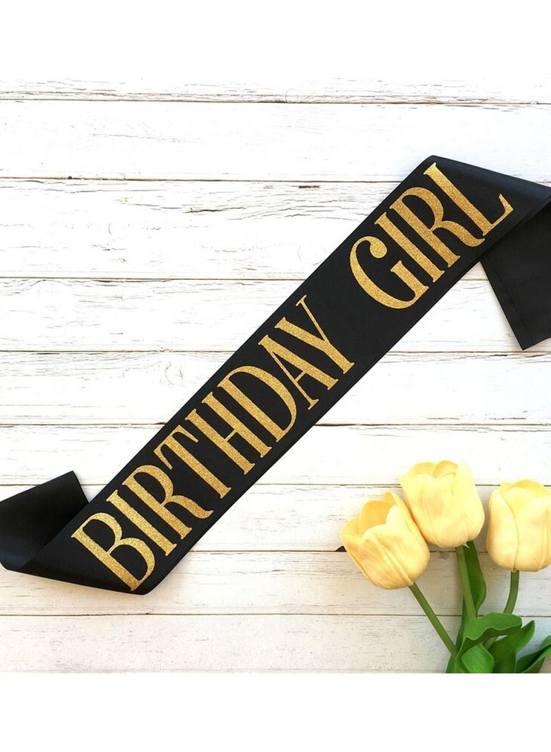 CATANES Birthday Girl Sash Party Decorations Party Favors Accessories Black - Image 2