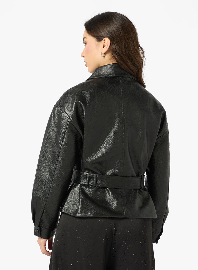 جينجر جاكيت بأزرار من البولي يوريثان كبير الحجم - Image 2