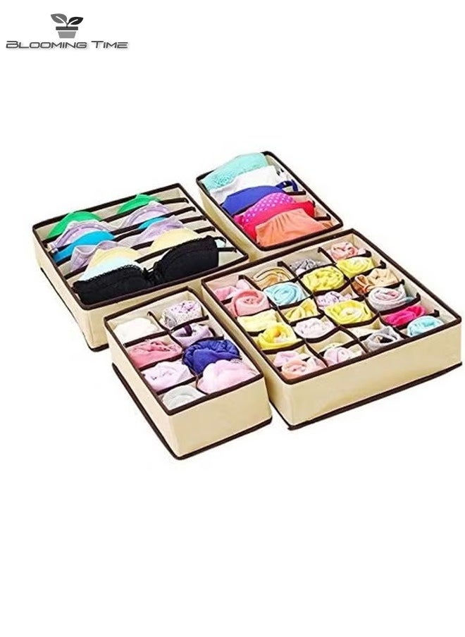 BLOOMING TIME - 4 Pcs, Small Clothing Storage Box, Non-Woven Cardboard, Foldable Divider, Can Be Classified And Stored - Image 1