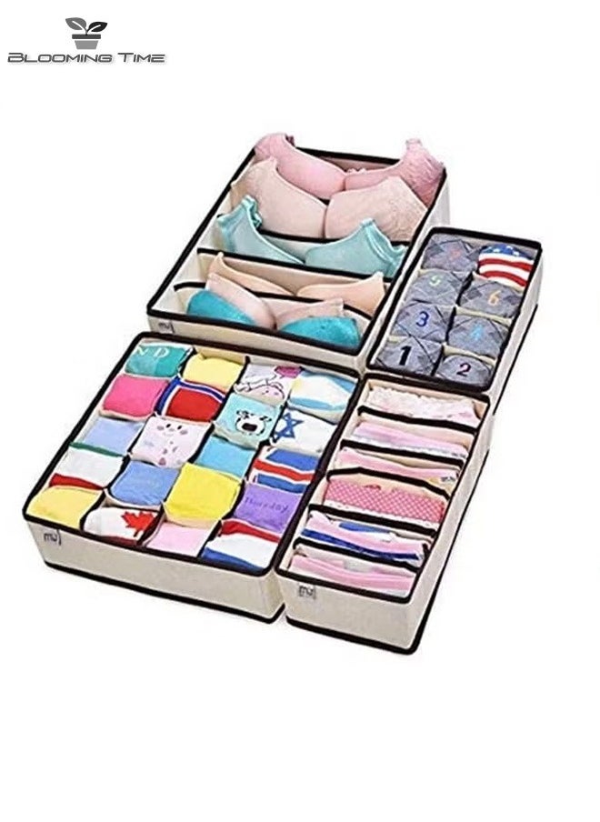 BLOOMING TIME - 4 Pcs, Small Clothing Storage Box, Non-Woven Cardboard, Foldable Divider, Can Be Classified And Stored - Image 1