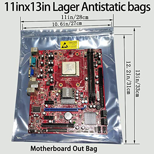 Daarcin Anti Static Bags, 10pcs 11x13in/28x33cm Resealable Large ESD Bag for Motherboard HDD and Electronic Device,Antistatic Bags for Graphics Card - Image 2