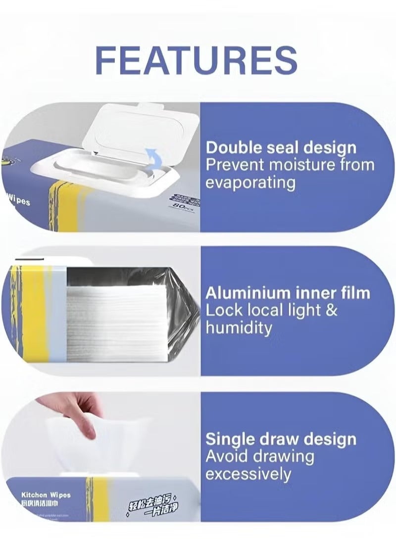 Generic Degreaser Cleaning Wipes 80 pcs – Strong & Fast-Acting Wet Wipes for Removing Grease, Oil & Stubborn Dirt – Easy to Use for Kitchen, Car & Household Surfaces – Resealable Pack to Stay Fresh - Image 2