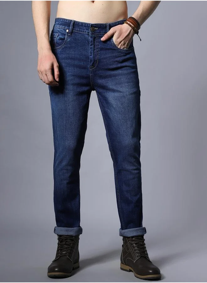 HIGH STAR Mid Rise Regular Fit Faded Jeans by Styli