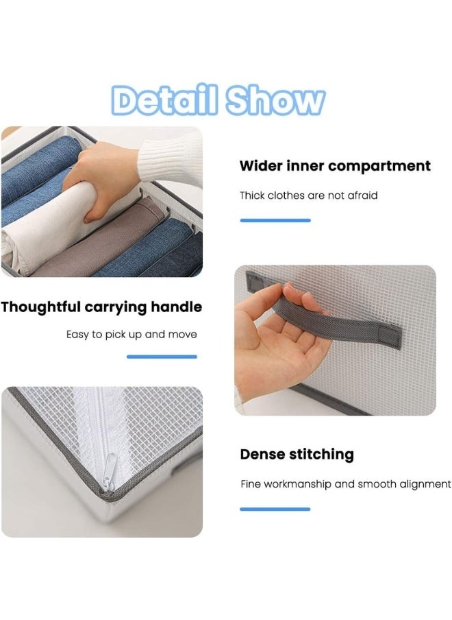 FALMER Clothes Organizer Foldable and Washable Jeans Compartment Storage Closet Cabinet Organizer,Underwear Mesh Storage Boxes With Side Handles (Gray - 1 pcs 8 Grids)  - Image 3
