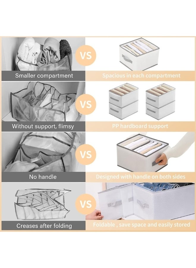 FALMER Clothes Organizer Foldable and Washable Jeans Compartment Storage Closet Cabinet Organizer,Underwear Mesh Storage Boxes With Side Handles (Gray - 1 pcs 8 Grids)  - Image 5