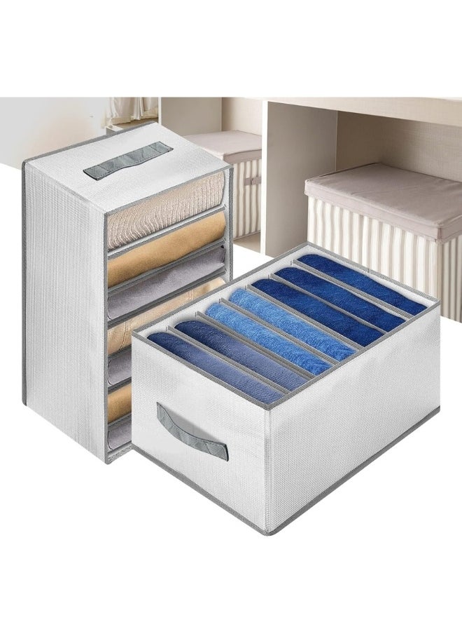 FALMER Clothes Organizer Foldable and Washable Jeans Compartment Storage Closet Cabinet Organizer,Underwear Mesh Storage Boxes With Side Handles (Gray - 1 pcs 8 Grids)  - Image 2