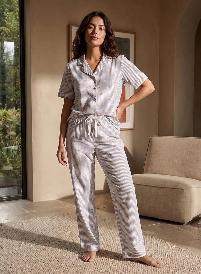 Splash FAV Fav Button-Down Shirt and Pyjamas Set