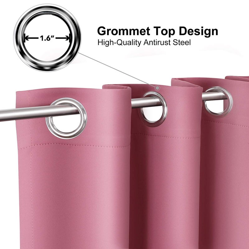 ChrisDowa Grommet Blackout Curtains for Bedroom - Thermal Insulated Room Darkening Curtains for Living Room (1 Panel Set  Pink  52W x 63L) - Image 2