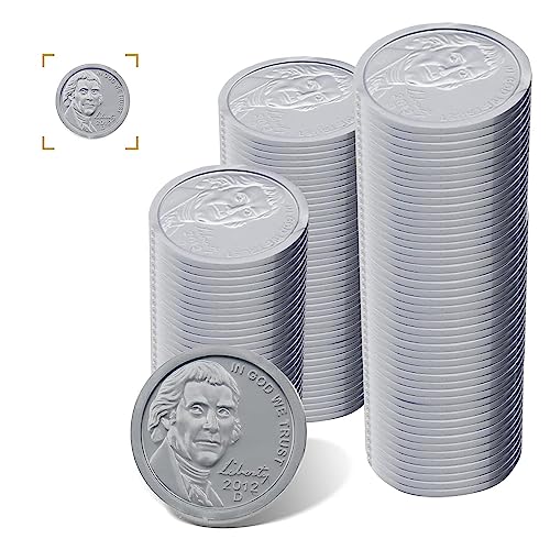 YTYOTO 100 Pcs Fake Coins for Kids Learning Plastic Play Coins for Teaching 100 Nickels for Kids Pretend Play Store Or Cash Register - Image 1