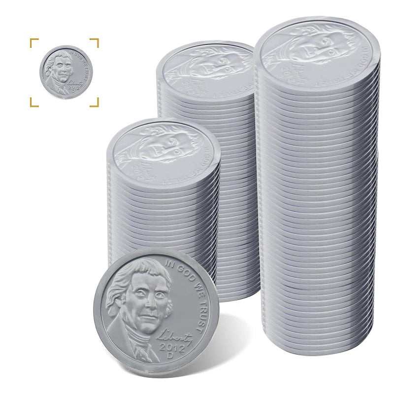 YTYOTO 100 Pcs Fake Coins for Kids Learning Plastic Play Coins for Teaching 100 Nickels for Kids Pretend Play Store Or Cash Register - Image 3