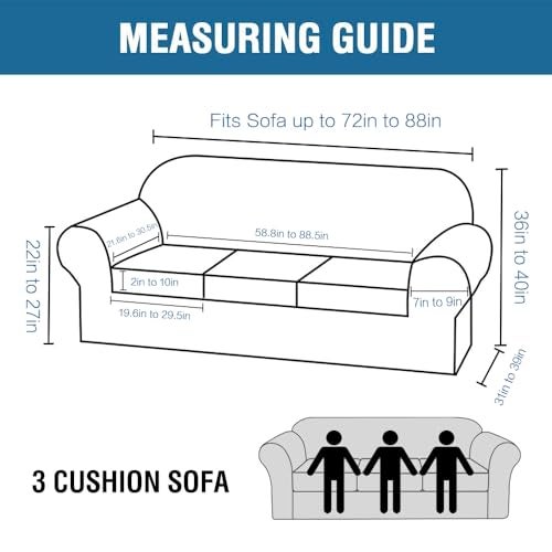 H.VERSAILTEX 4 Piece Stretch Couch Covers for 3 Cushion Couch Sofa Furniture Slipcovers Feature Upgraded Thicker Jacquard Fabric (Sofa, Ivory) - Image 2