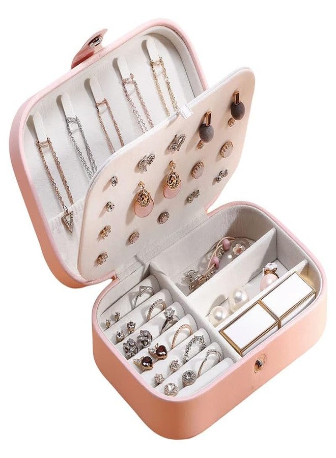 PARVY Portable Faux Leather Jewelry Organizer Mini Travel Jewelry Box Earring Plate Holder Rings Earrings Bracelets Multifunction Storage Box for Girls & Women(1 PCS/Multicolour) - Image 1