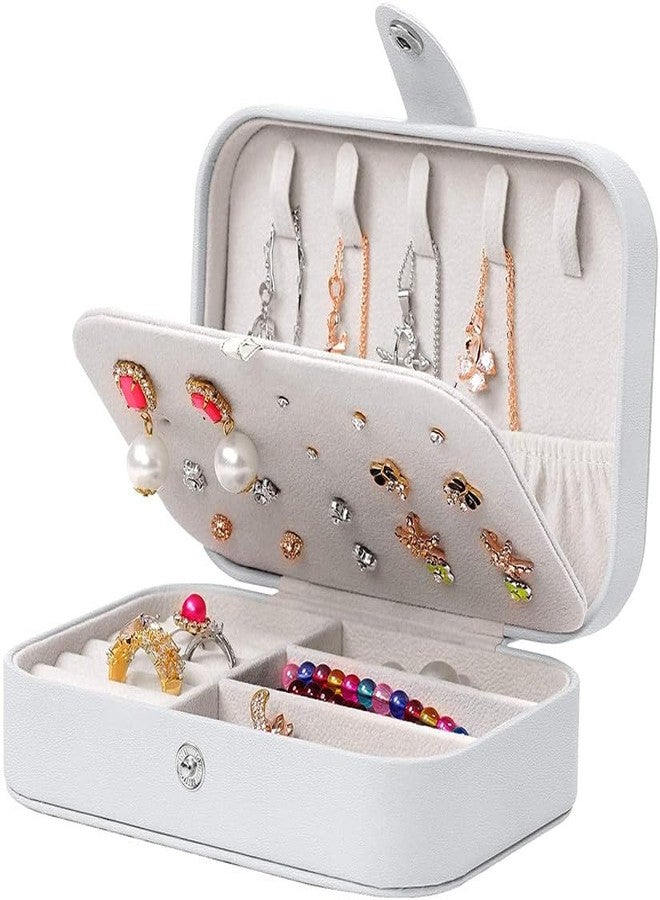 PARVY Portable Faux Leather Jewelry Organizer Mini Travel Jewelry Box Earring Plate Holder Rings Earrings Bracelets Multifunction Storage Box for Girls & Women(1 PCS/Multicolour) - Image 2