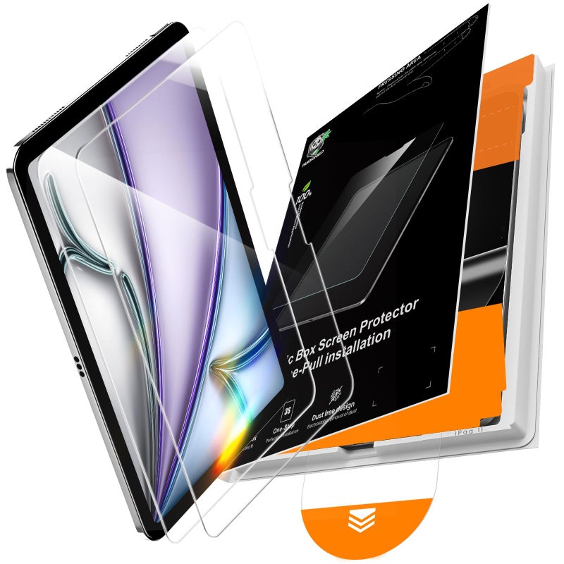PandaShield 2-Pack 9H+ Tempered Glass Screen Protector for iPad Air M3/M2 (11 inch, 7th/6th Gen, 2025/2024) - Easy-Install Box, 12FT Shatterproof, Apple Pencil Compatible, Bubble Free, HD Clarity - Image 1