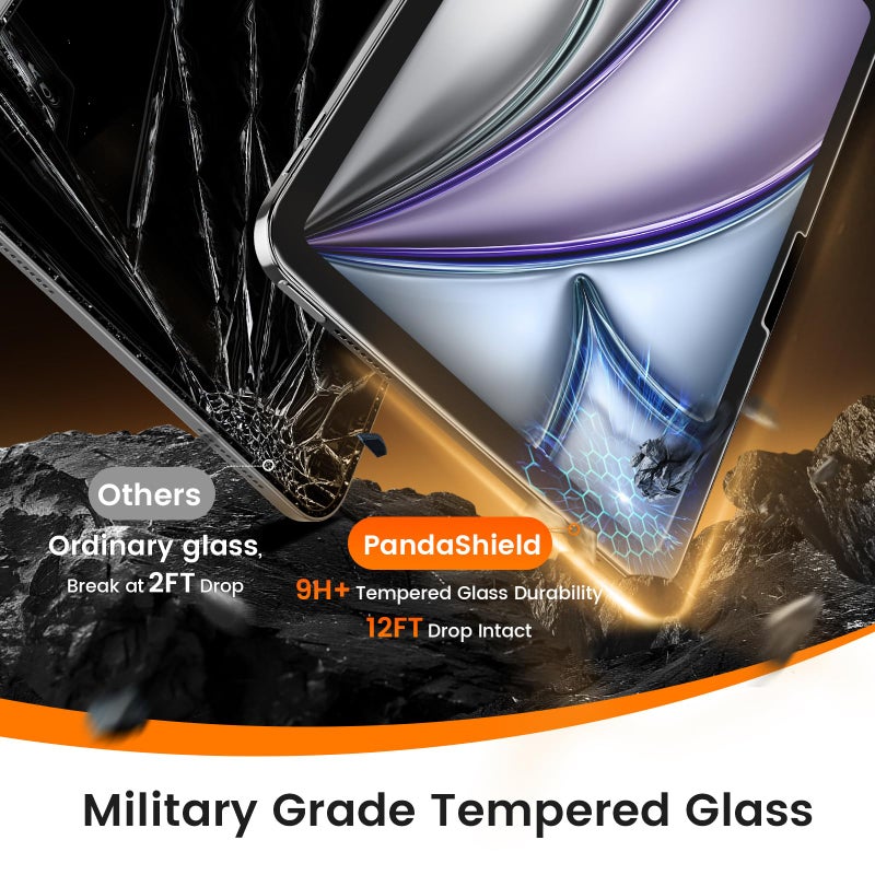 PandaShield 2-Pack 9H+ Tempered Glass Screen Protector for iPad Air M3/M2 (11 inch, 7th/6th Gen, 2025/2024) - Easy-Install Box, 12FT Shatterproof, Apple Pencil Compatible, Bubble Free, HD Clarity - Image 4
