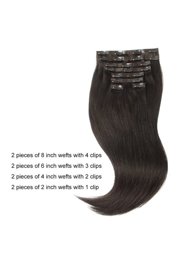 Sixstarhair - Hair Extensions Clip In Human Hair Brown Black Hair Extensions 16Inch Real Human Hair Straight Thick Hair 120G Pack With 8 Pieces Clips In Wefts - Image 1