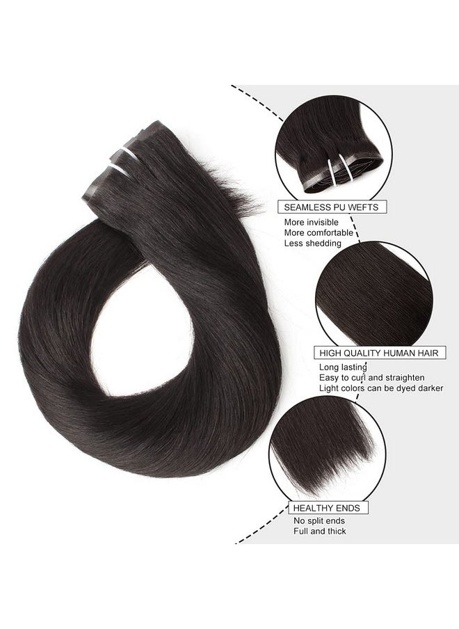 Sixstarhair - Hair Extensions Clip In Human Hair Brown Black Hair Extensions 16Inch Real Human Hair Straight Thick Hair 120G Pack With 8 Pieces Clips In Wefts - Image 1