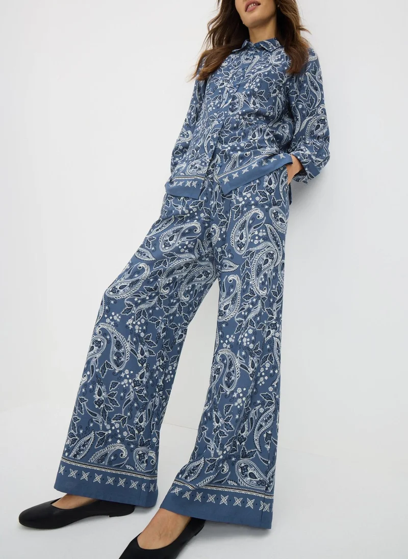Matalan Blue Blue Printed Co Ord Wide Leg Trousers for Women | Best Price UAE