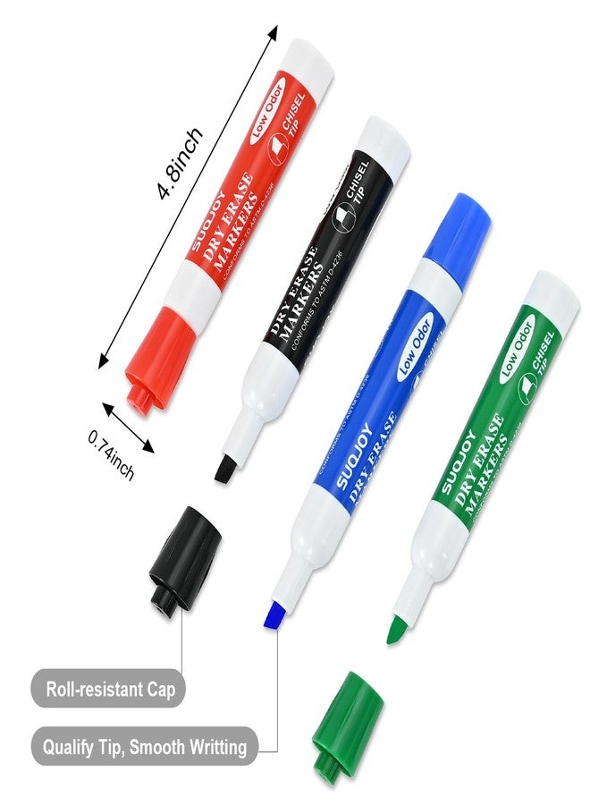 SUQJOY Dry Erase Markers, Chisel Tip Whiteboard Marker, Low Odor Thick Dry Markers, 36 Bulk 4 Assorted Color Markers for office - Image 5