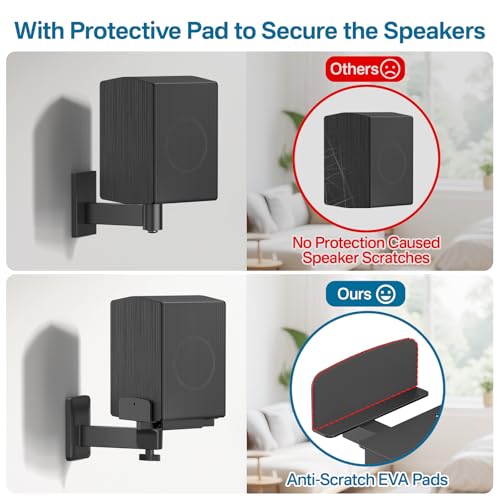 Yibracki Heavy-Duty Studio Monitor Wall Mounts, Adjustable Speaker Wall Mounts for Samsung HW-Q Rear Speakers, Booshelf Speaker Brackets for Edifier R1280T/Klipsch/Polk, 5"-11" Dual Side Clamp WR Cable Ties - Image 5