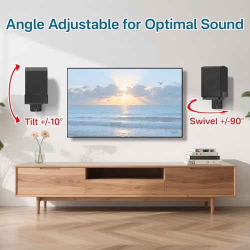 Yibracki Heavy-Duty Studio Monitor Wall Mounts, Adjustable Speaker Wall Mounts for Samsung HW-Q Rear Speakers, Booshelf Speaker Brackets for Edifier R1280T/Klipsch/Polk, 5"-11" Dual Side Clamp WR Cable Ties - Image 4