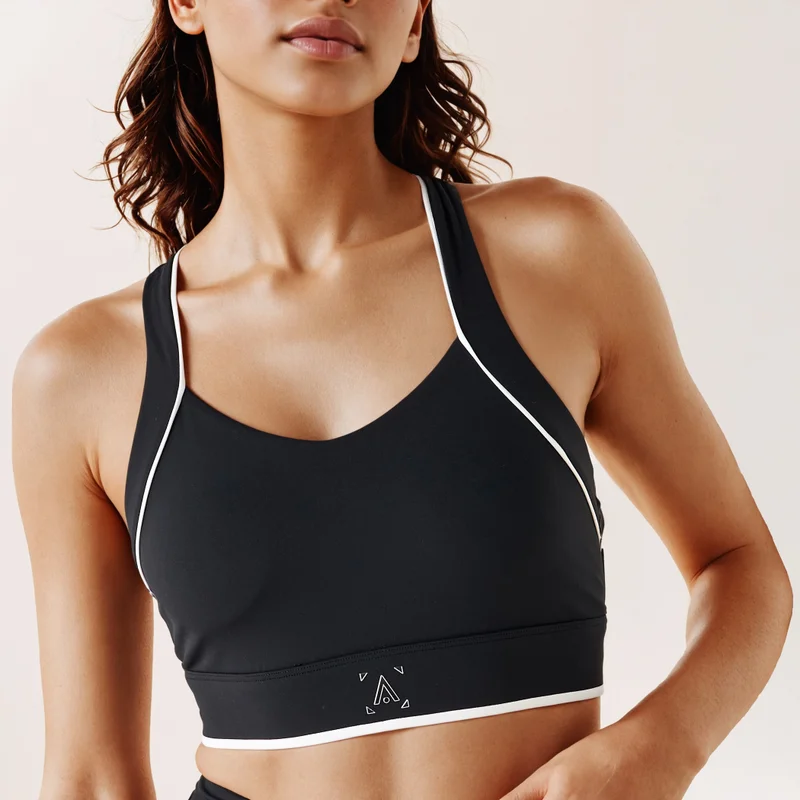 Splash Active  Contrast Piping Detail Sports Bra with Cross Back Strap for Women | Best Price UAE