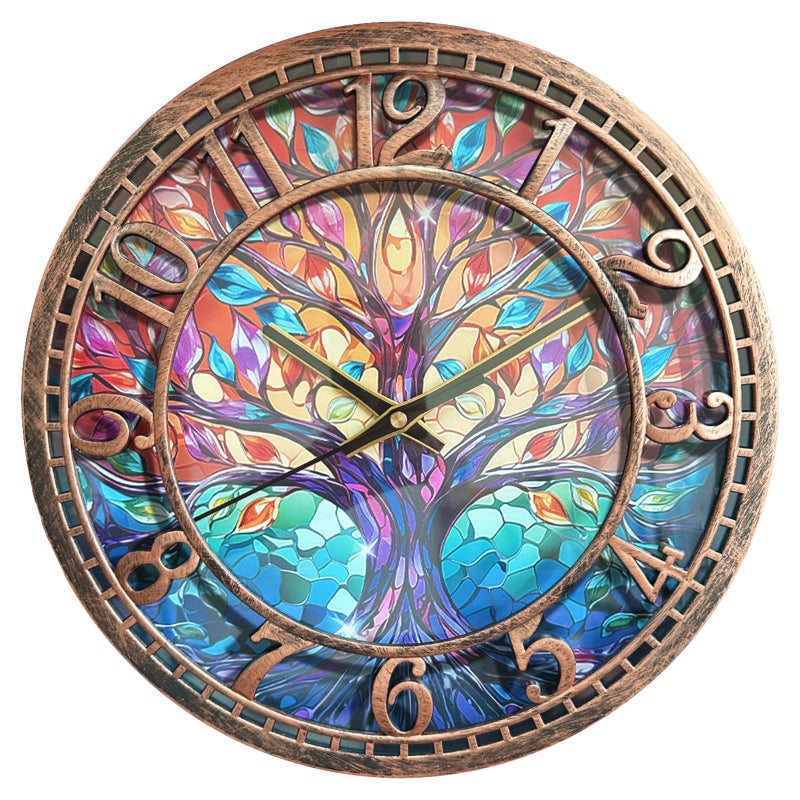 WANGIRO Tree of Life Wall Clock 12inch Silent Movement Non-Ticking Clock Precise Timekeeping Wall Clock Suitable for Living Rooms Bedrooms Offices Ideal for Home Decor Gifts Antique Copper - Image 1
