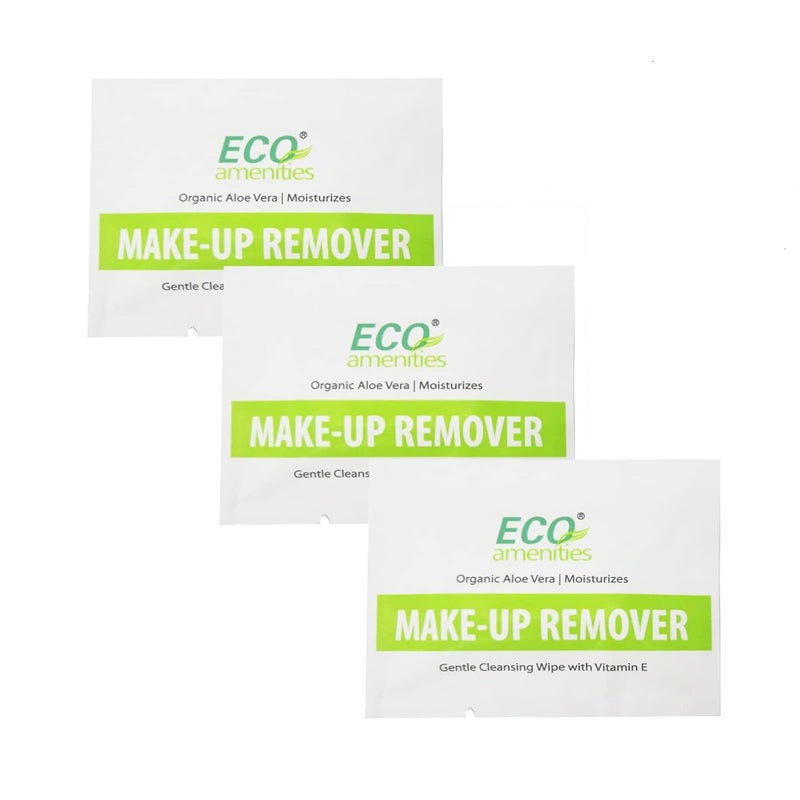 ECO Amenities ECO Amenities Aloe Vera and Vitamin E Enriched Makeup Remover Wipes Individually Wrapped Facial Towelettes Skin Cleansing Wipes 90 Count