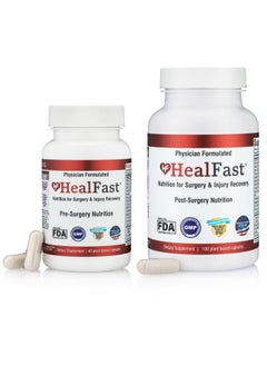 HealFast Complete Surgery & Injury Recovery Supplement: for Wound, Scar Treatment & Bruising w/Vitamins, Bromelain, Quercetin & Probiotics (Pre+Post Op)