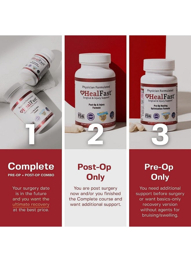 HealFast - HealFast Complete Surgery & Injury Recovery Supplement: for Wound, Scar Treatment & Bruising w/Vitamins, Bromelain, Quercetin & Probiotics (Pre+Post Op) - Image 1