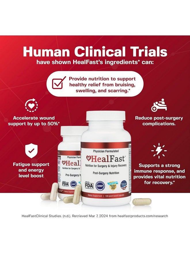 HealFast - HealFast Complete Surgery & Injury Recovery Supplement: for Wound, Scar Treatment & Bruising w/Vitamins, Bromelain, Quercetin & Probiotics (Pre+Post Op) - Image 1