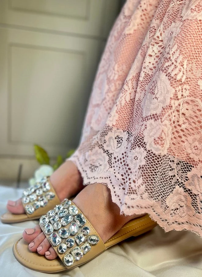 Sandal Stories SANDAL STORIES Women Open Toe Flats with Rhinestone Embellishments