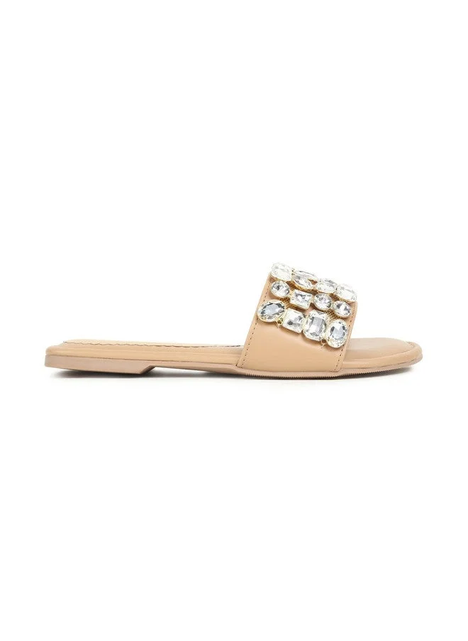 Sandal Stories SANDAL STORIES Women Open Toe Flats with Rhinestone Embellishments