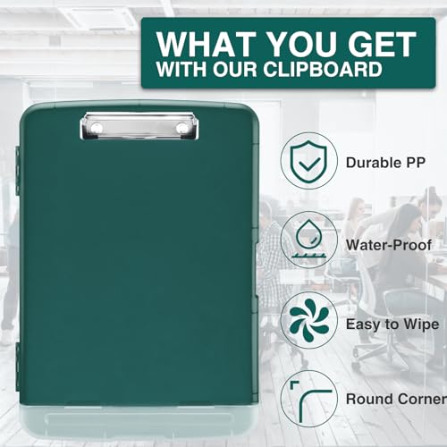 Sooez Clipboards with Storage, High Capacity Clip Boards 8.5x11 with Storage, Heavy Duty Nursing Clipboard Folder, Plastic Clipboard with Pen Holder for Women Teachers Work, School & Office Supplies - Image 4